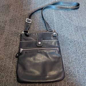 Roots small black leather crossbody